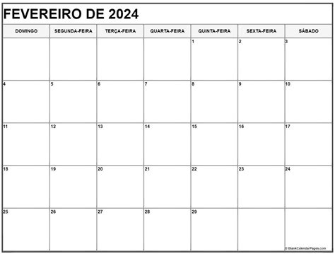 calendario de fevereiro 2024